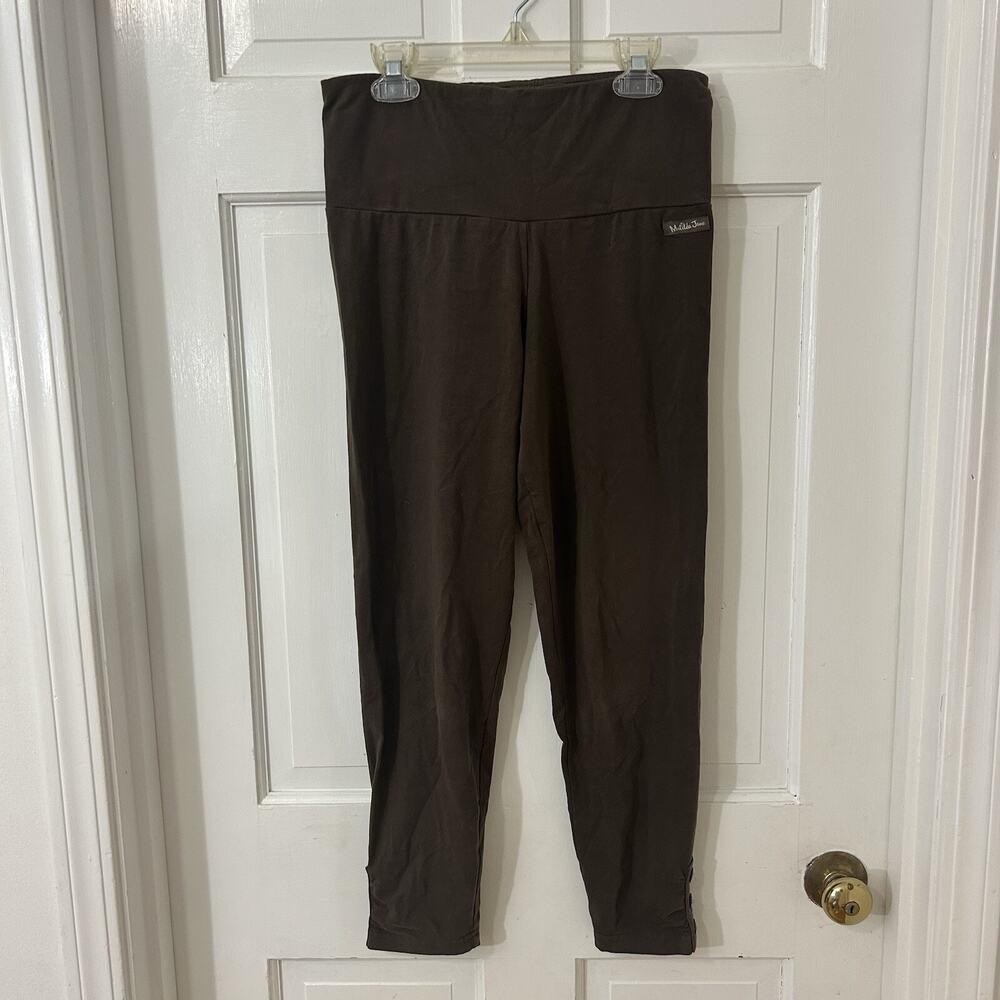 Matilda Jane Knit High Waist Stretch Pants Sz M Brown Paint‎ By Numbers Crop